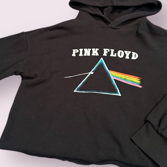 Pink Floyd Kids Black Graphic Cropped Hoodie Size Medium (7/8) - Picture 3 of 7